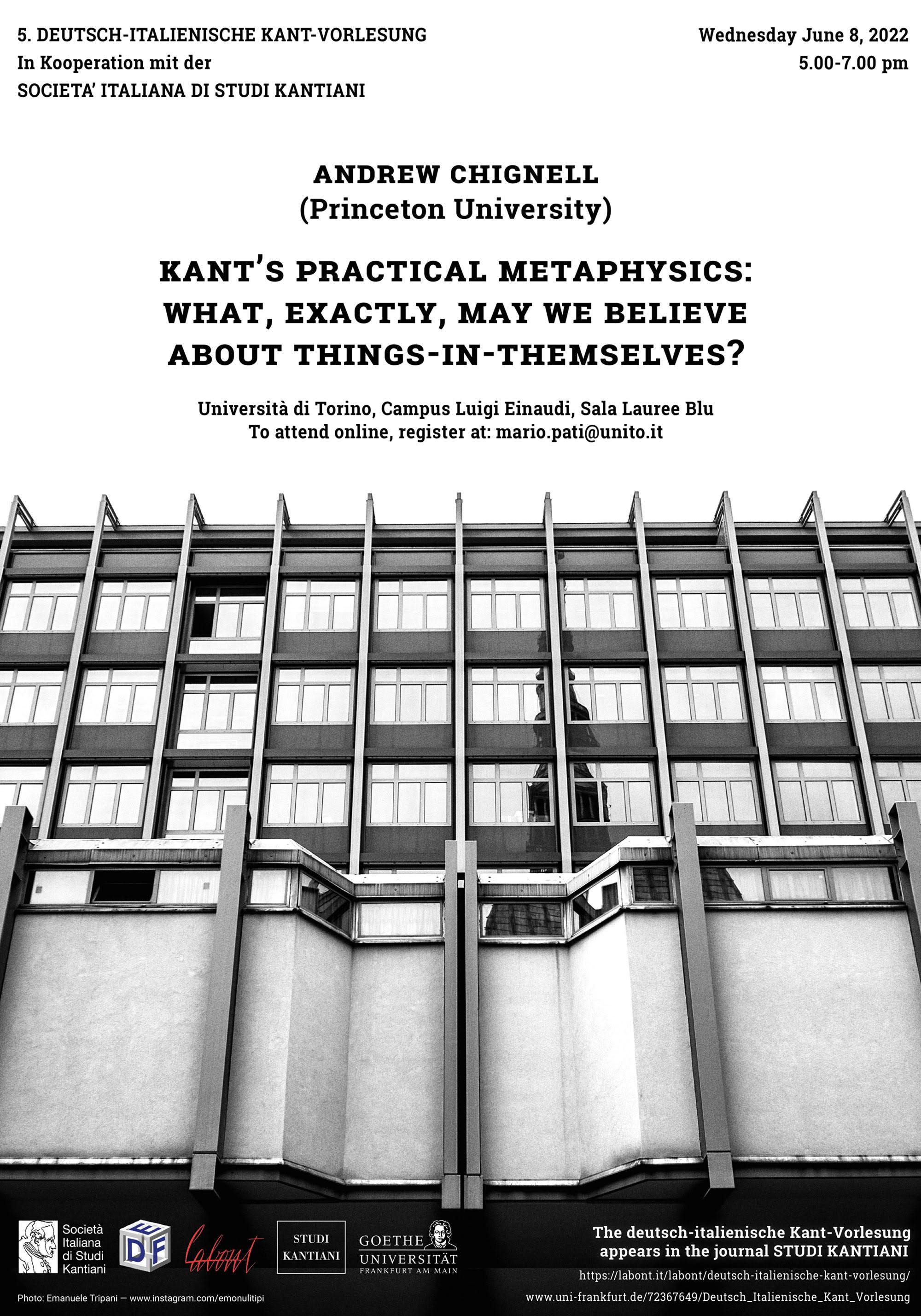 Kant-Vorlesung Torino 8 giugno 2022 h. 17
