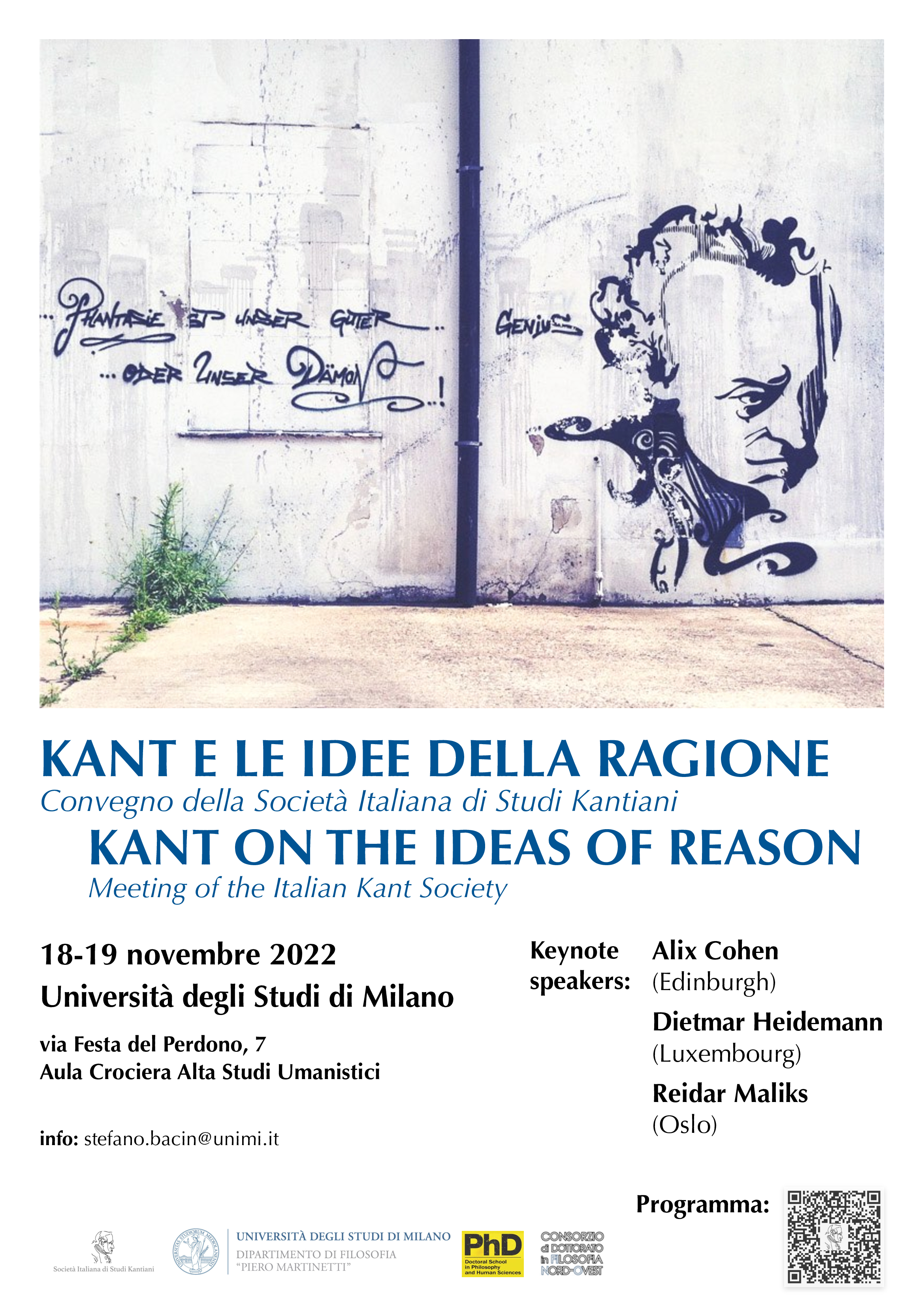 Convegno della Società Italiana di Studi Kantiani                                                Milano 18-19 novembre 2022